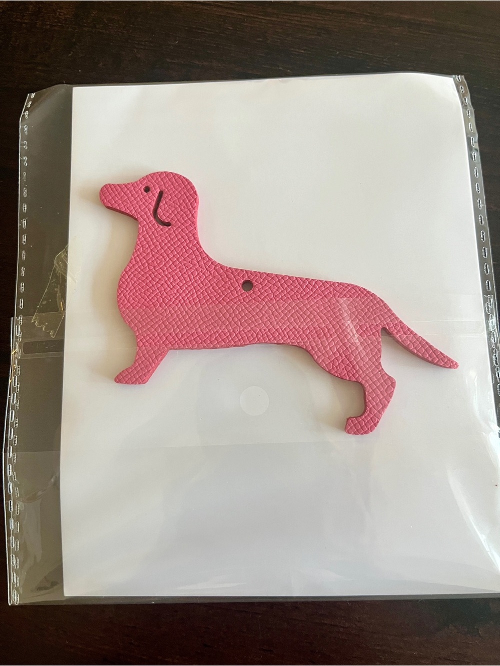 Pink Dachshund Dog Bag Charm leather